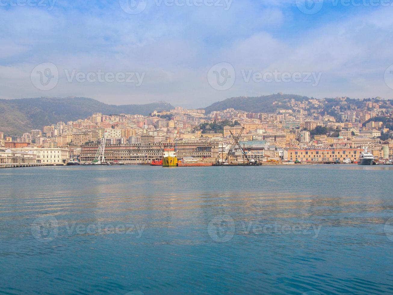 View of Genoa Italy from the sea photo