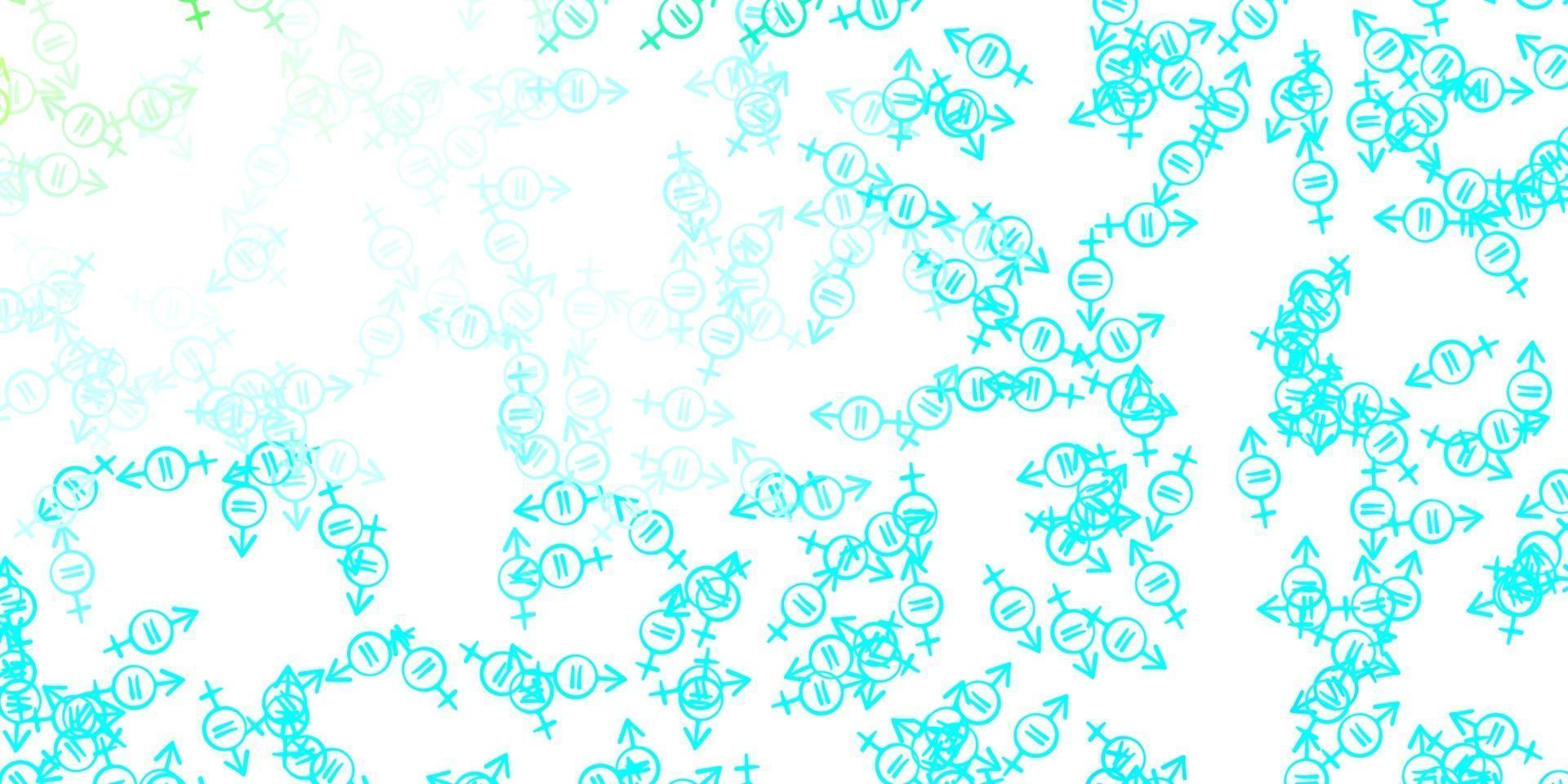 Light Blue, Green vector pattern with feminism elements.