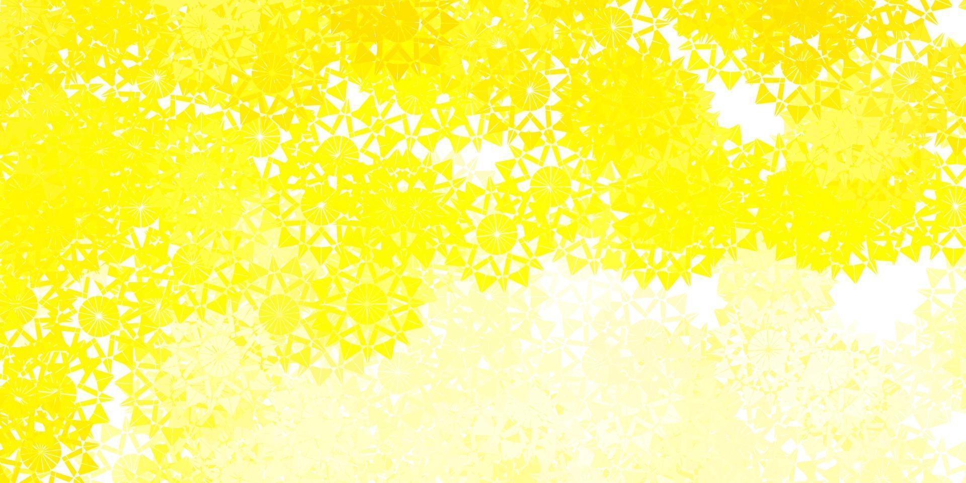 Light Yellow vector template with ice snowflakes.