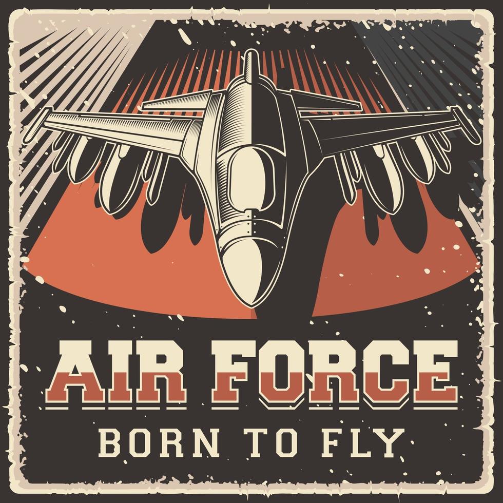 Retro Air Force military plane Poster vector