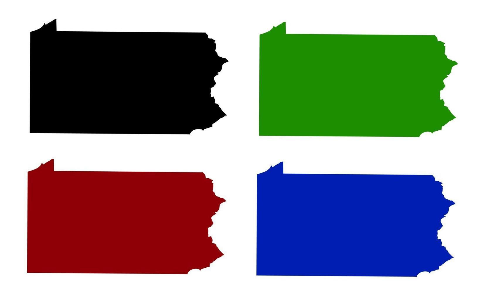 silueta del mapa del estado de pensilvania en los estados unidos vector