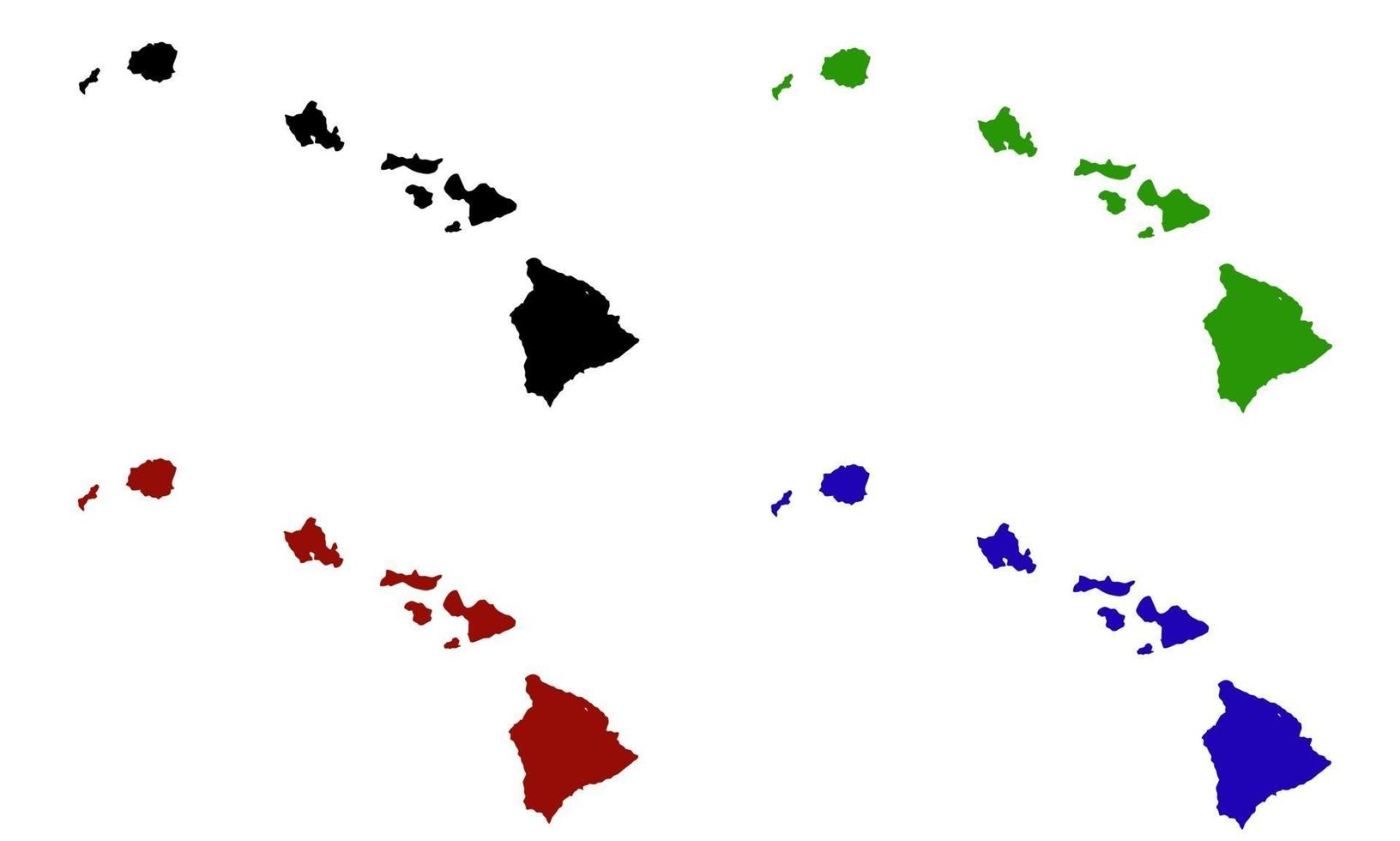 Silueta de mapa del estado de Hawaii en los Estados Unidos vector