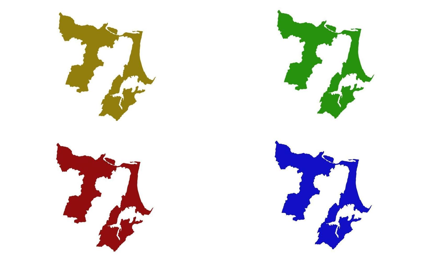 silueta de mapa de la provincia de kwazulu-natal en el sur de asia vector