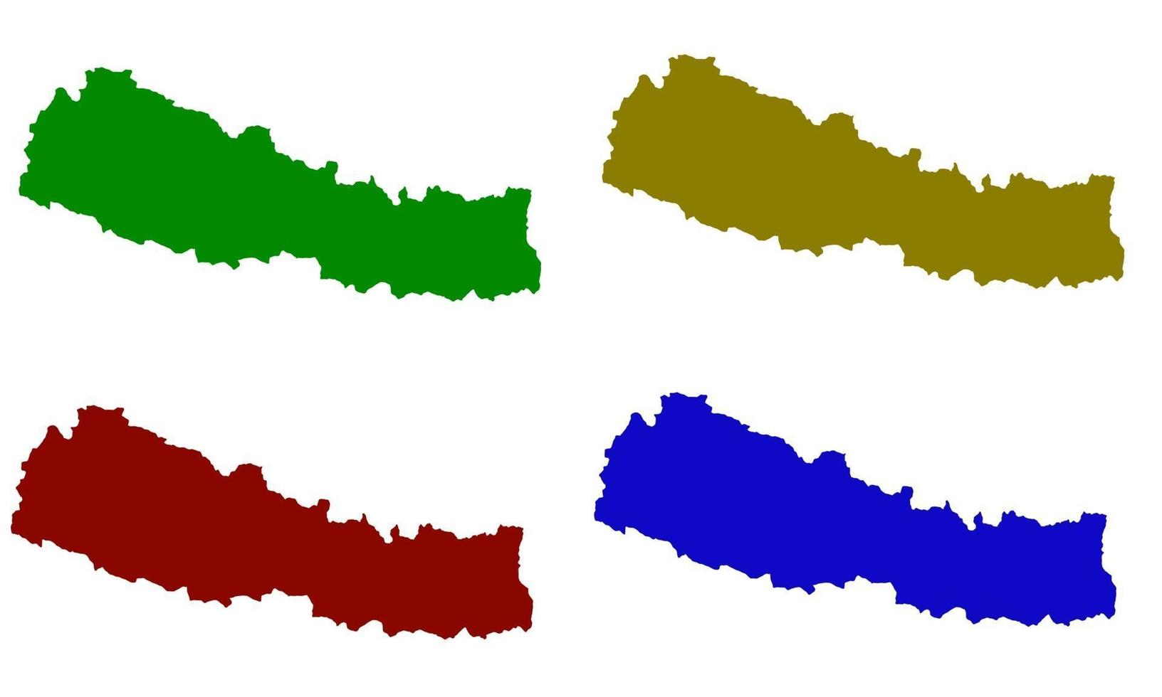 silueta de mapa de país de nepal en el sur de asia vector