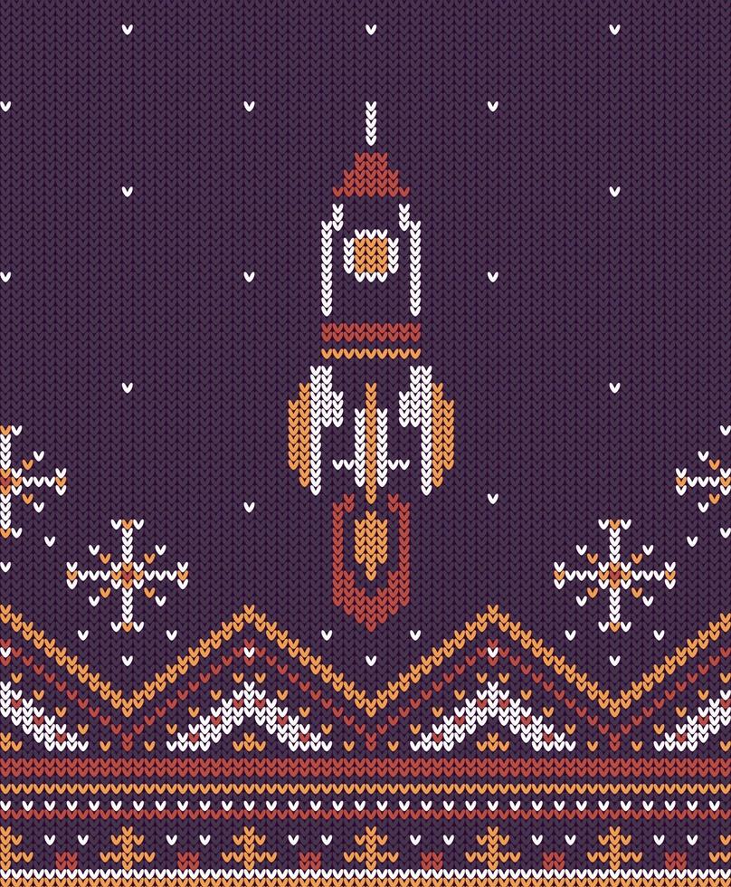 Knitted flying up rocket vector