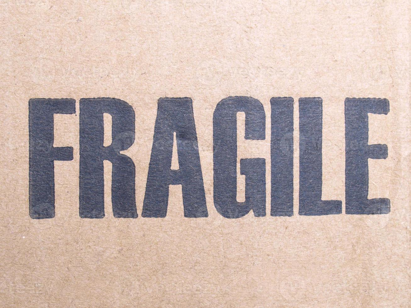 Fragile label on packet photo