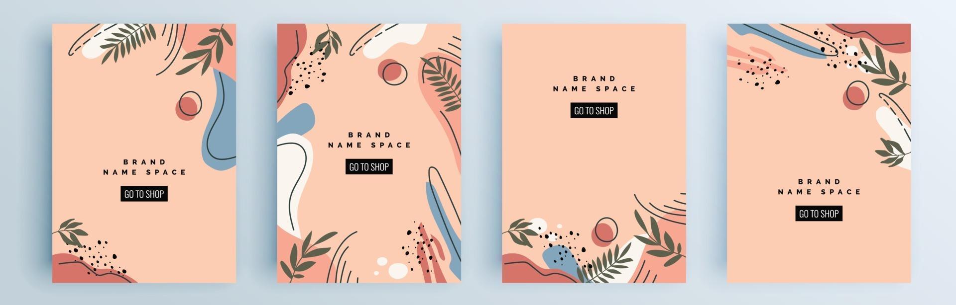 Modern abstract covers set, minimal covers design, colorful geometric vector