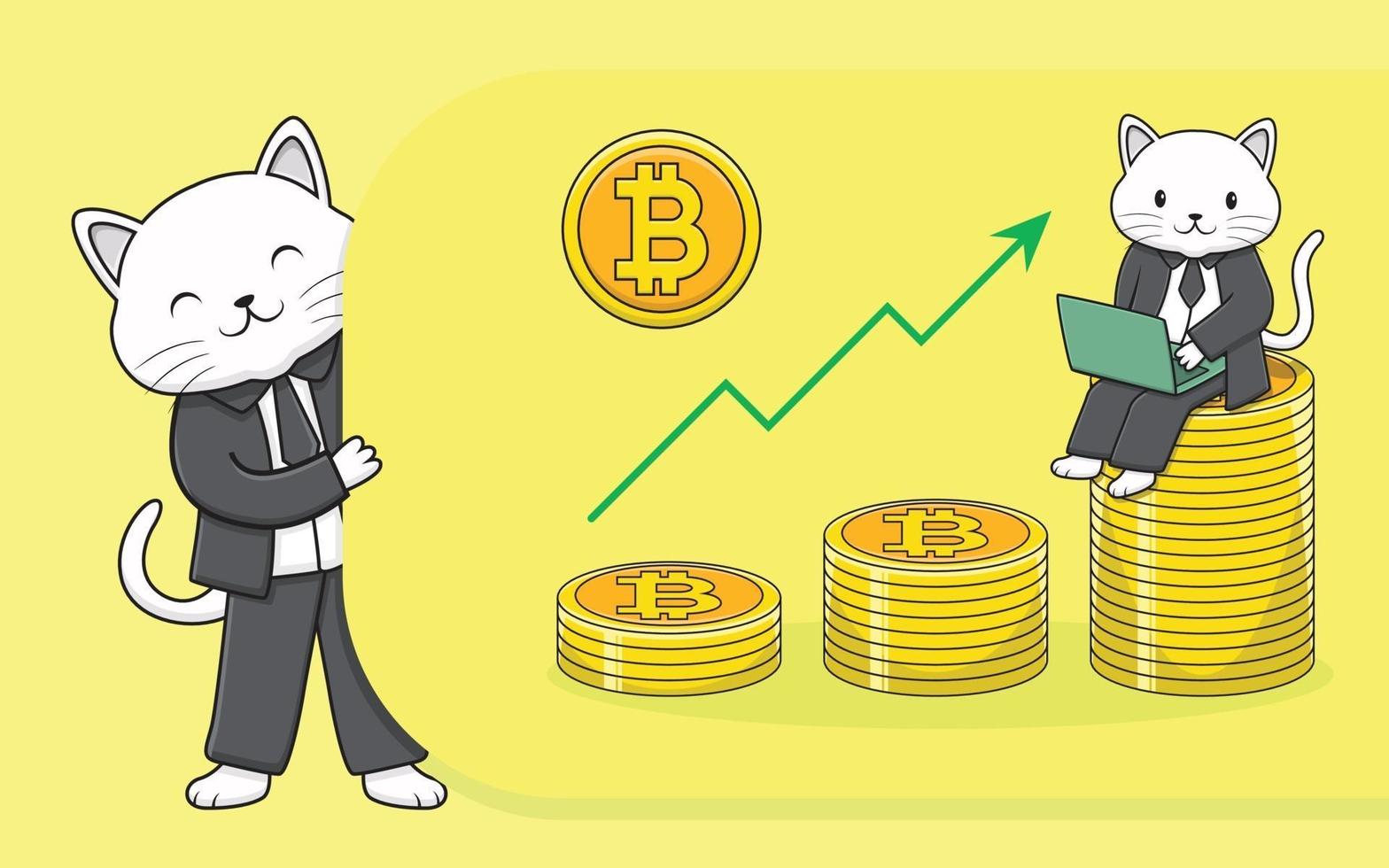 Cute business cat with coin vector