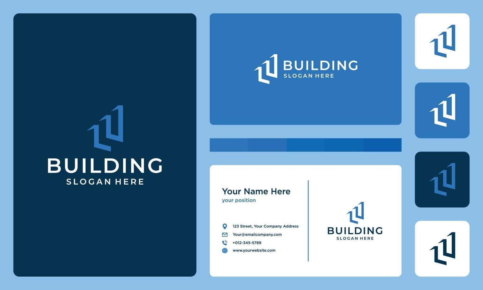 architectural building logo. business card design. vector