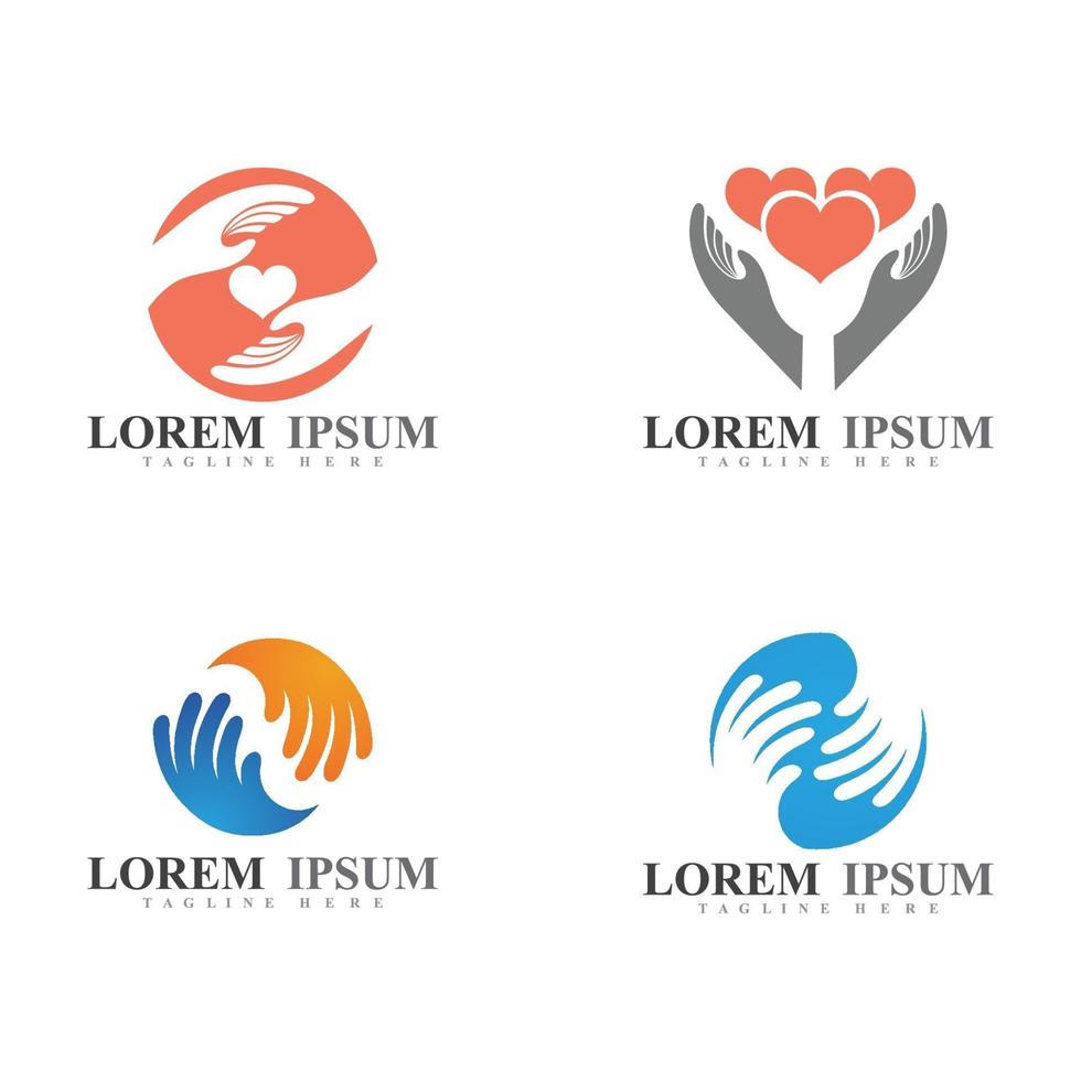 Hand care love logo and symbol vector image