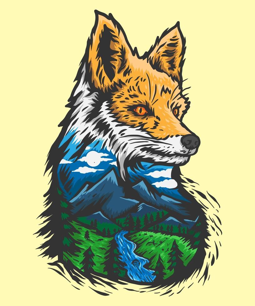 illustration fox forest vector