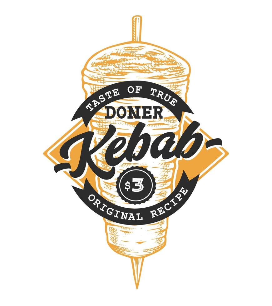 Doner Kebab Retro Emblem vector