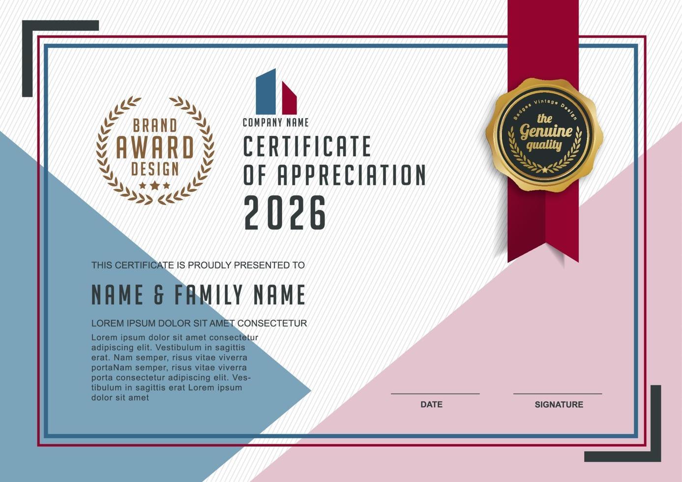 Certificate template design vector