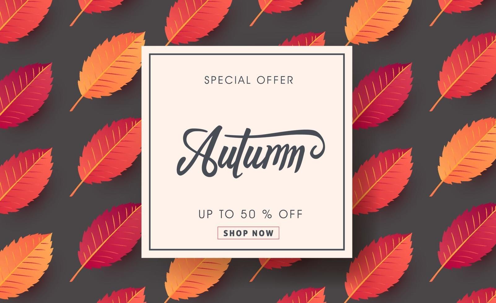 Autumn sale background layout decorate with leaves vector