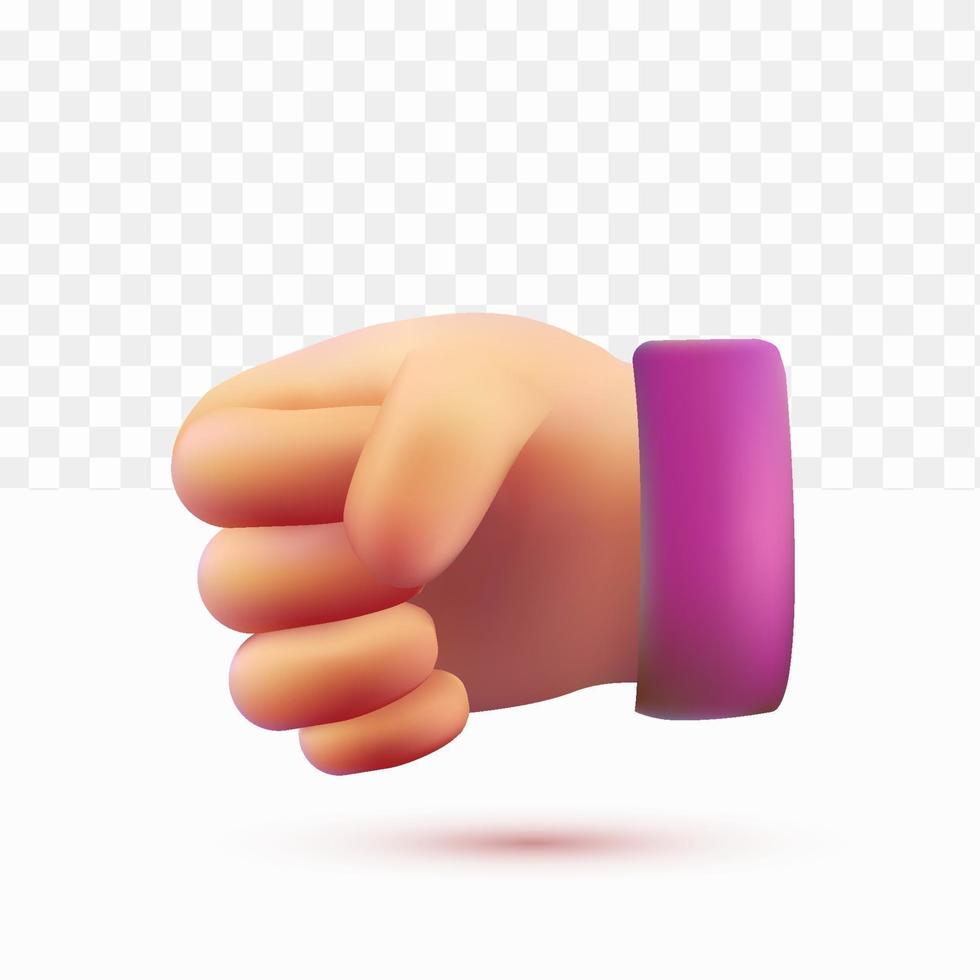 3d hands clenched. rock pose. cartoon style vector