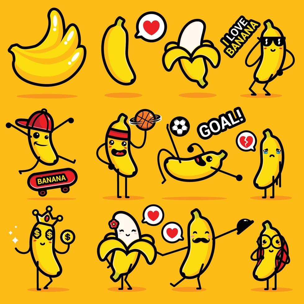 set of banana vector design