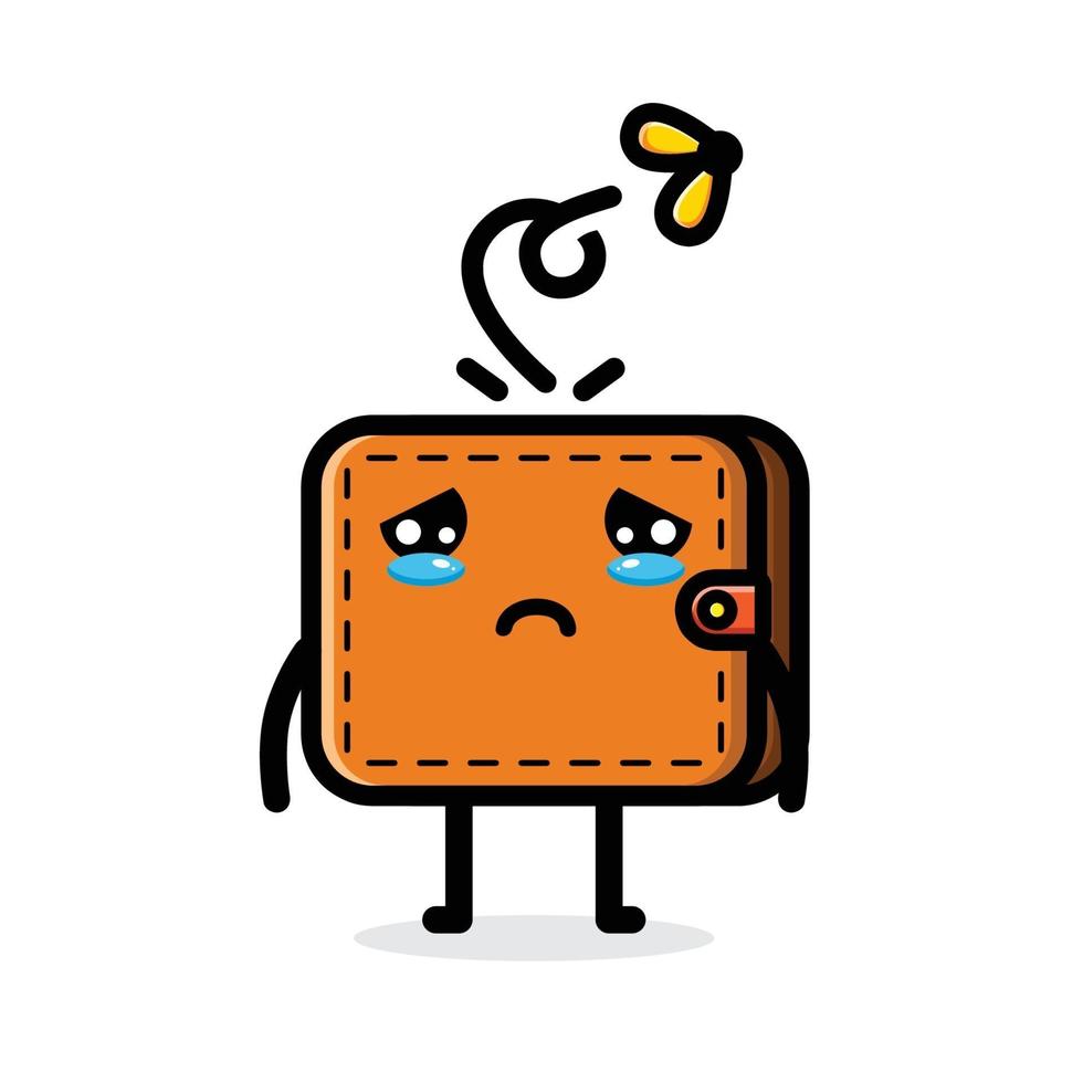 sad cute wallet no money vector