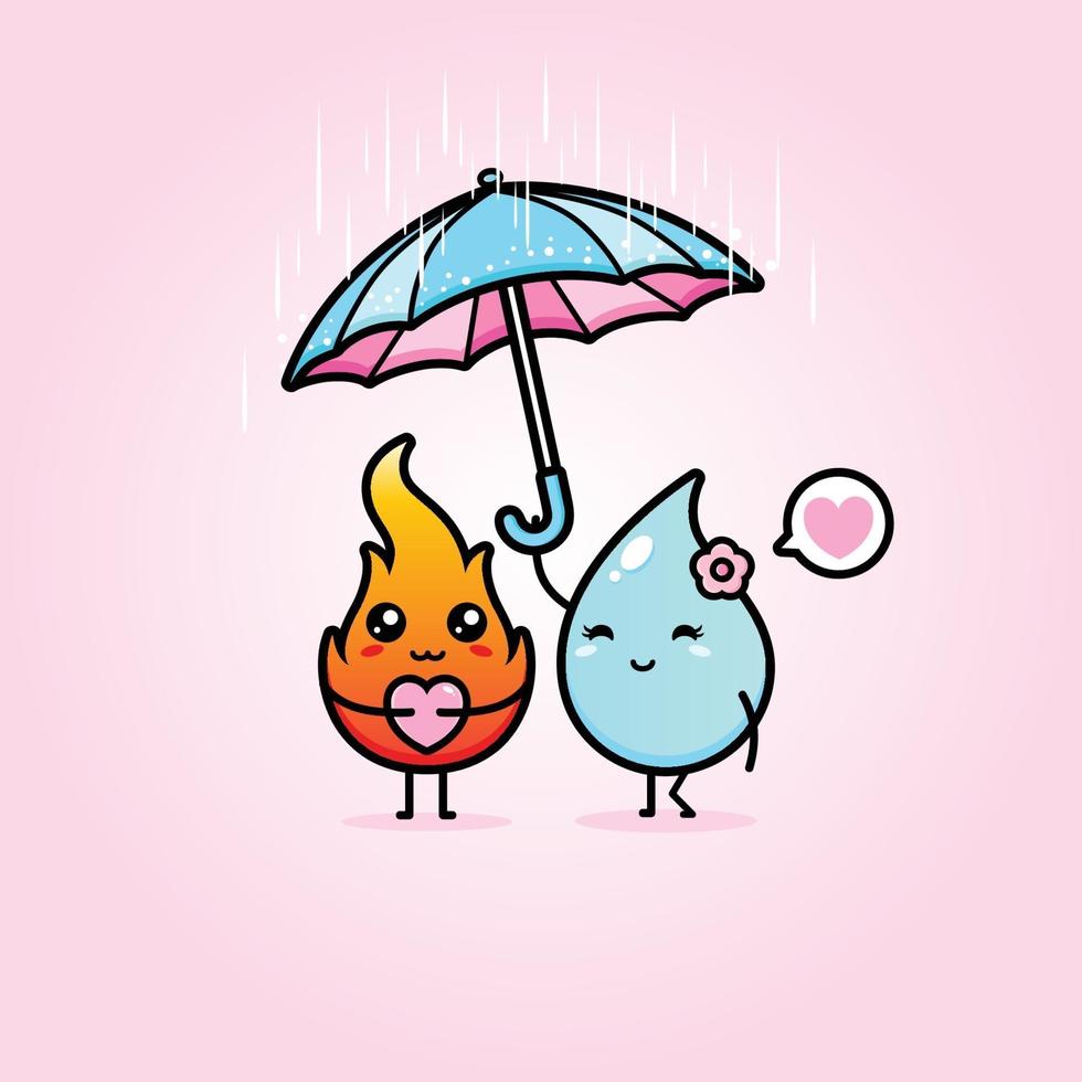 Fire love water vector design