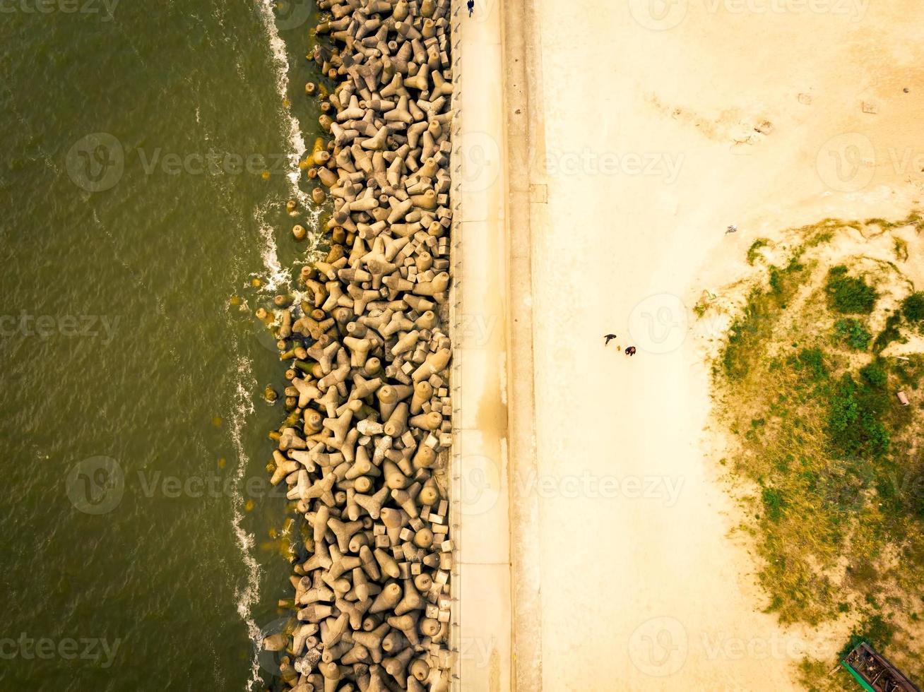 Baltic seawall coastline barricade in Lithuania coast photo