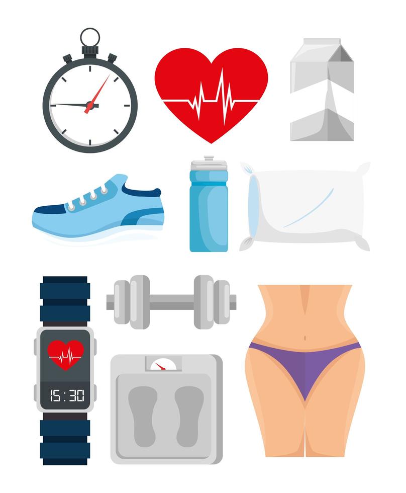 bundle of healthy lifestyle with icons vector