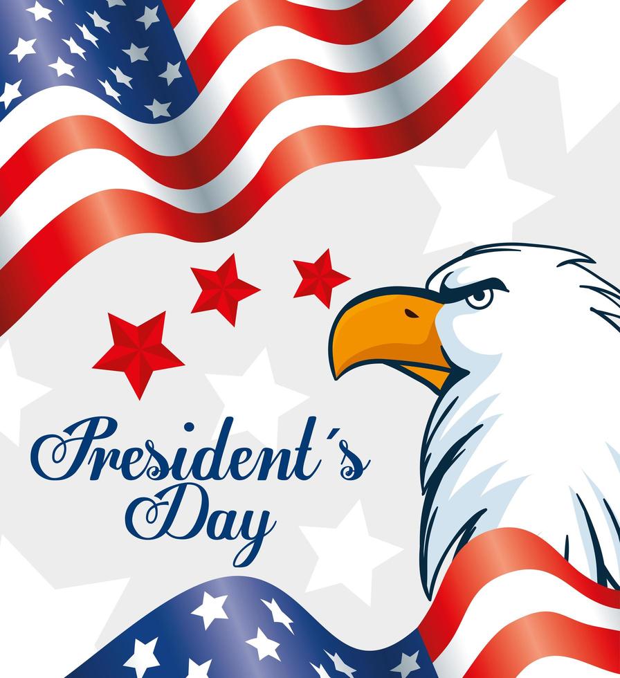 happy presidents day with eagle and flags vector