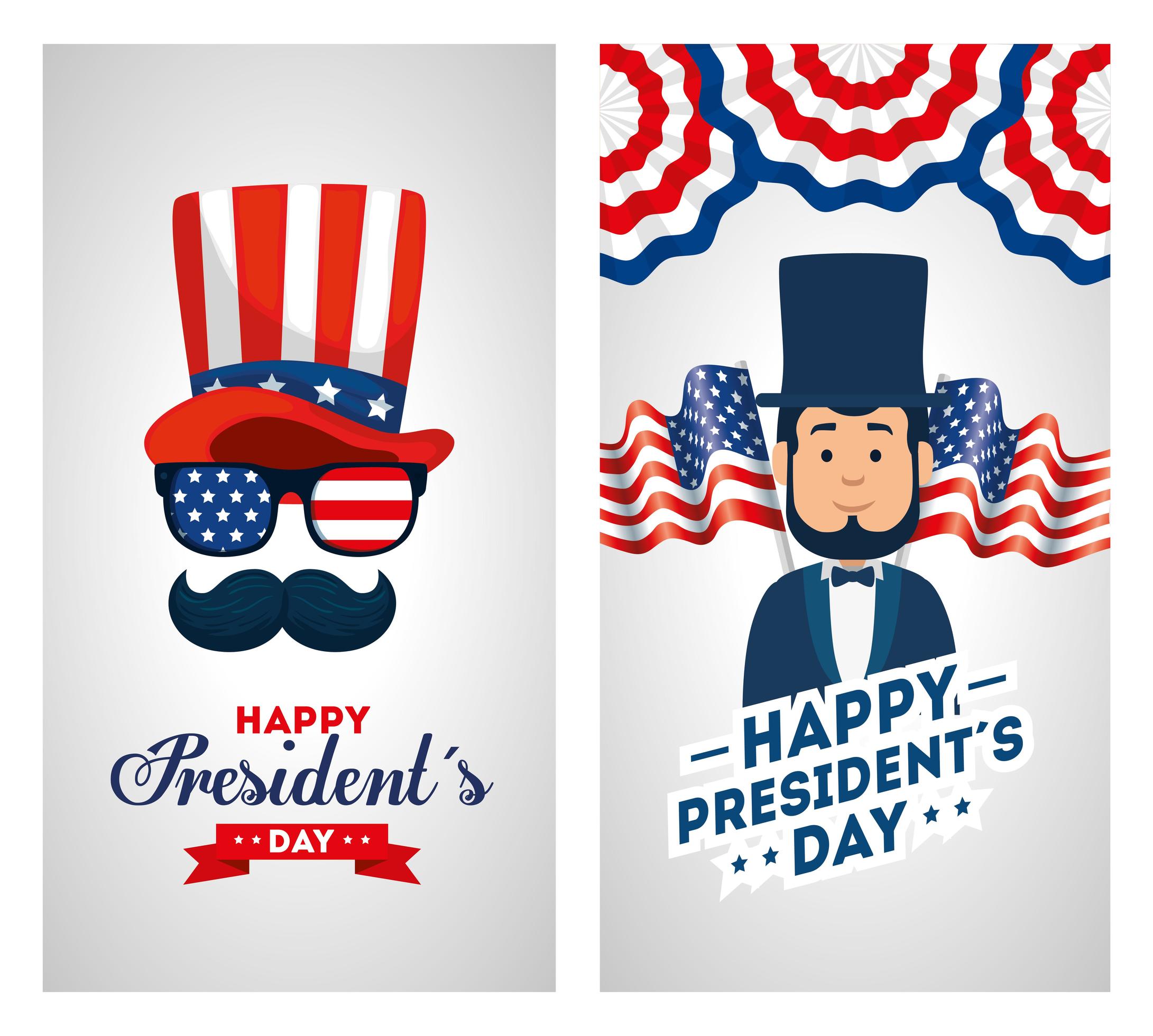 set of happy presidents day poster with decoration 3167215 Vector Art