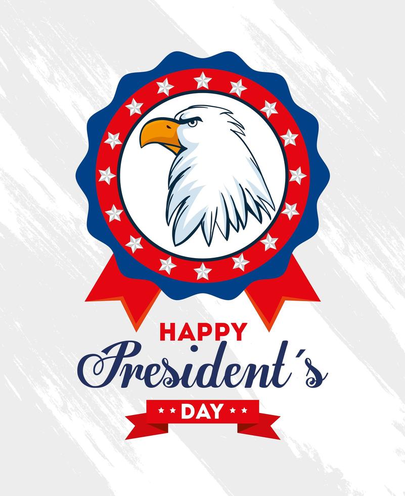 happy presidents day with eagle in medal vector