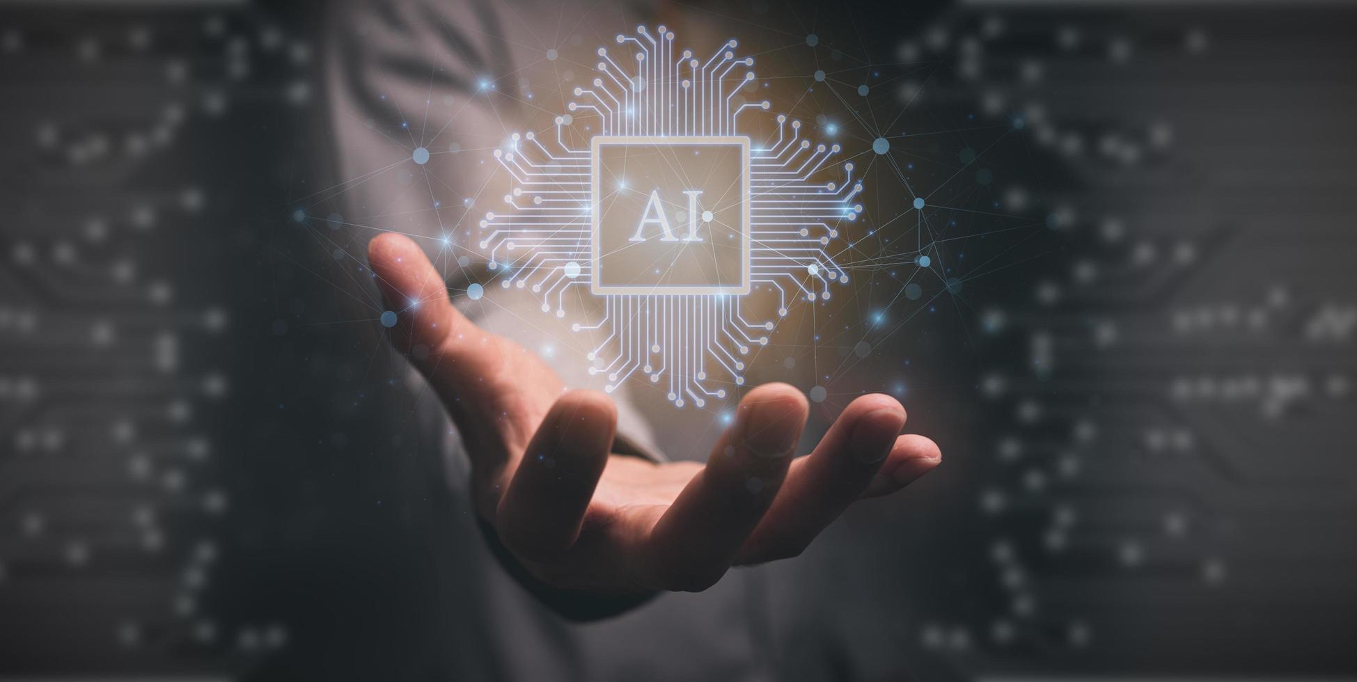 Symbol Electronic chip AI Modern information technology illustration photo