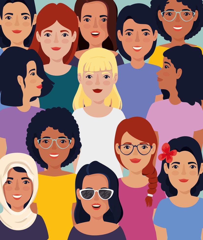 meeting of beautiful women avatar character vector