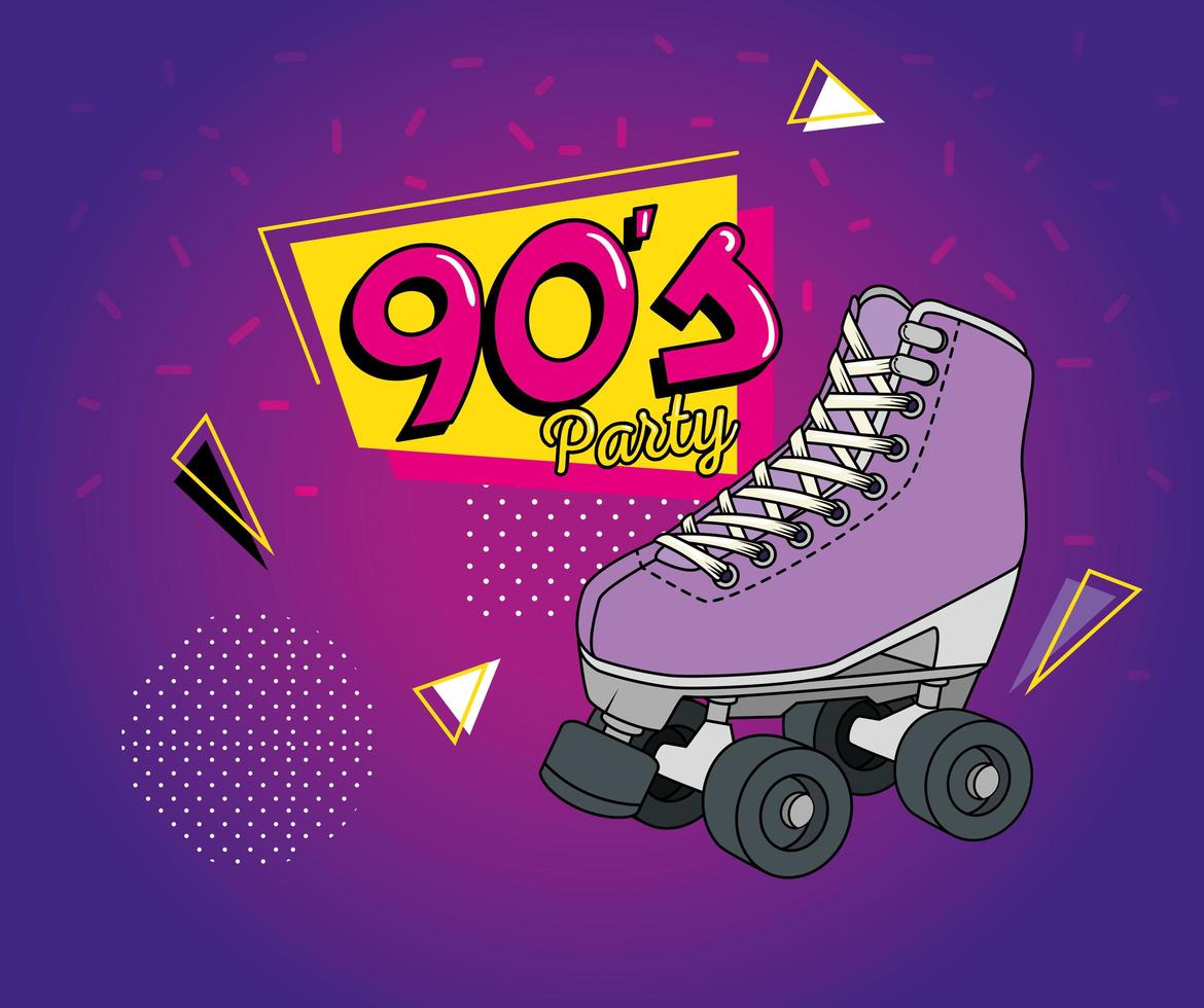 roller skate nineties art style icon vector