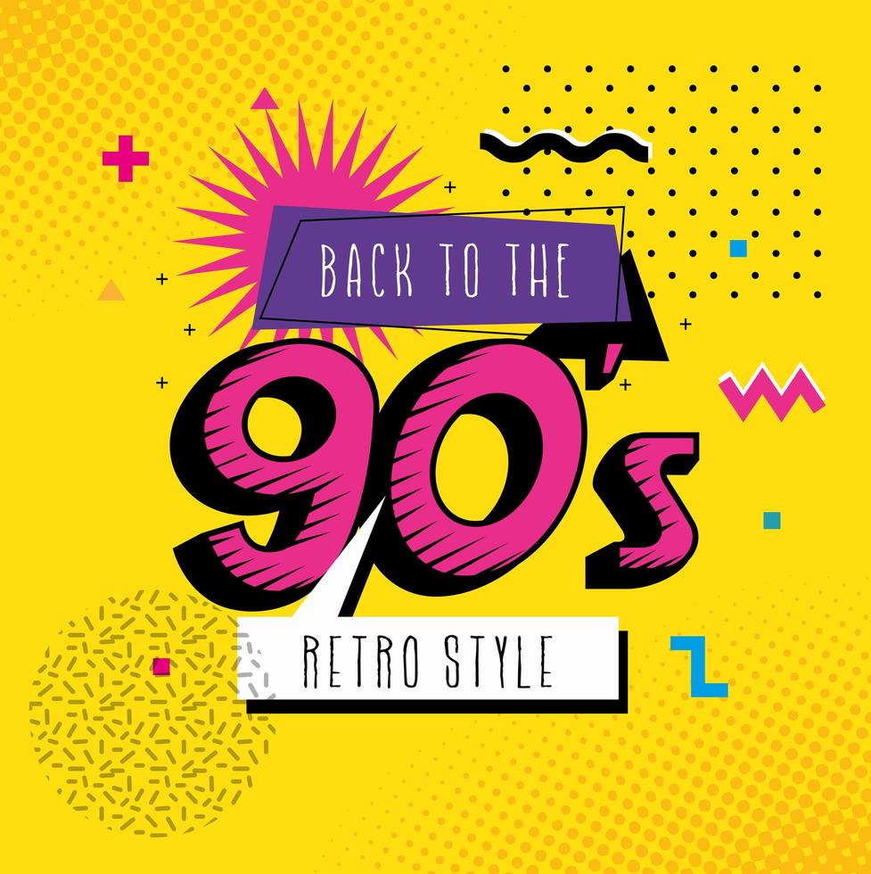poster of back to the nineties retro style pop art vector
