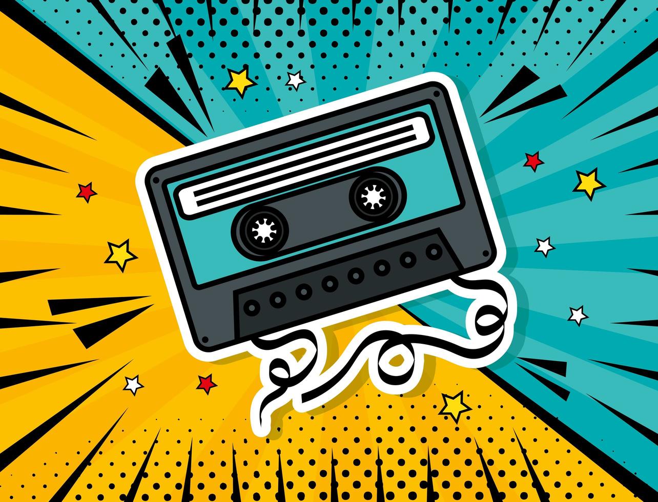 music cassette pop art style vector