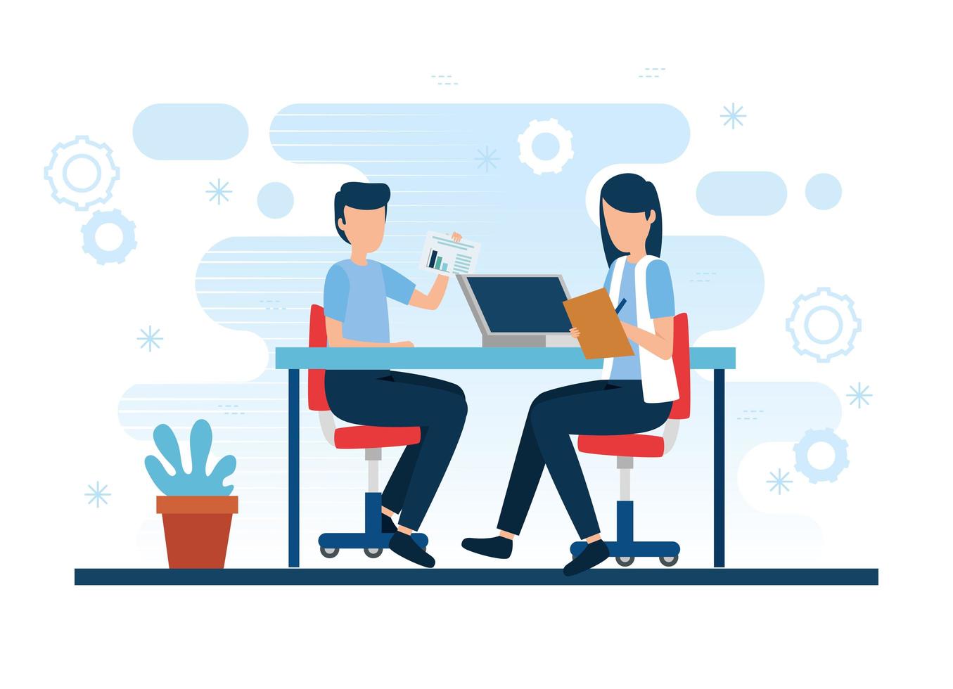teamwork workers in the workplace avatar character vector