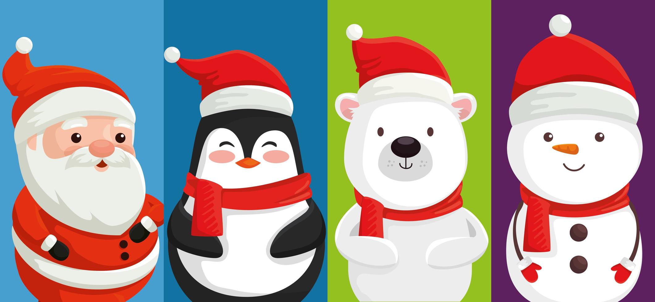 group of cute characters christmas vector