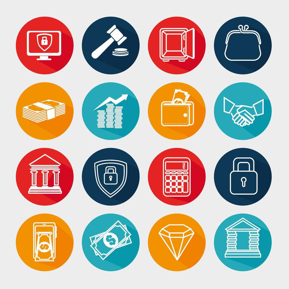 bundle of business set icons vector