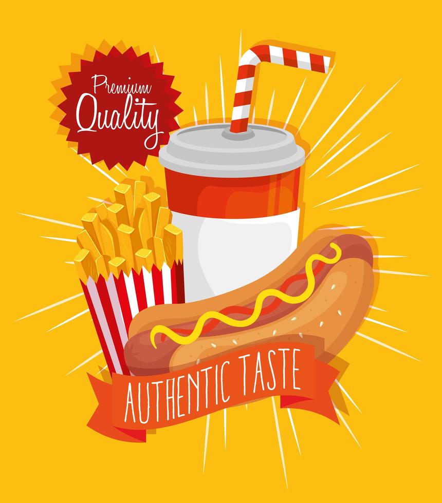 poster premium quality authentic taste fast food vector