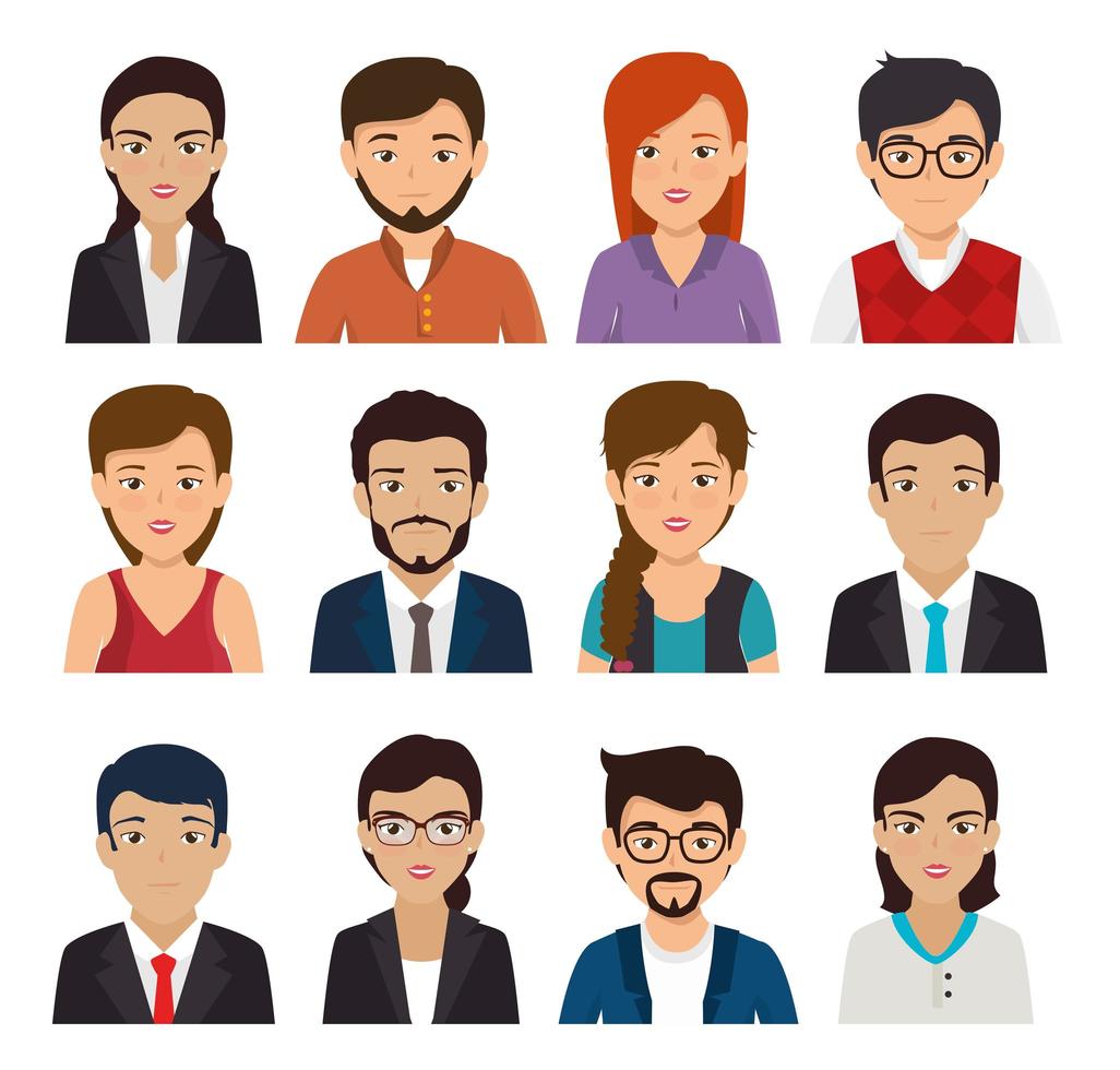 paquete con conjunto de personas de negocios de cara vector