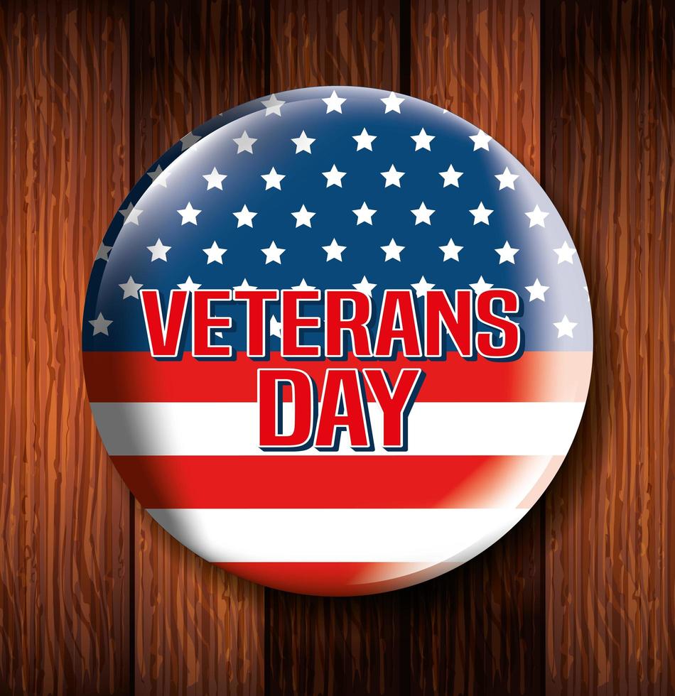 frame circular of veterans day in wooden background vector