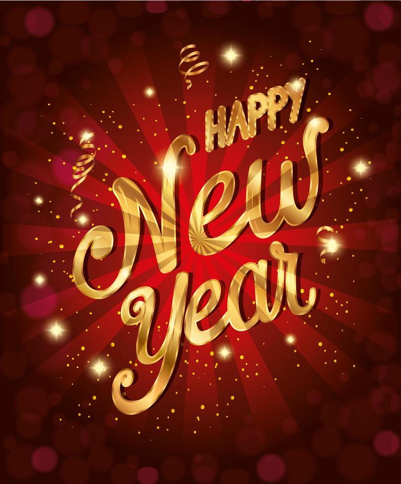 poster of happy new year with decoration vector