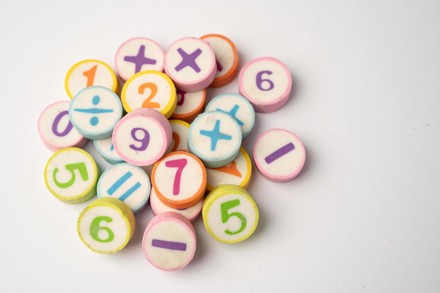 Math number colorful on white background, photo