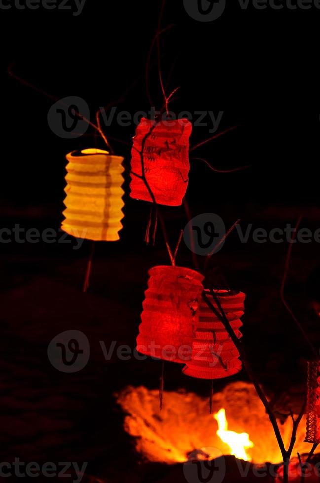 Paper Lantern for celebration on dark background photo