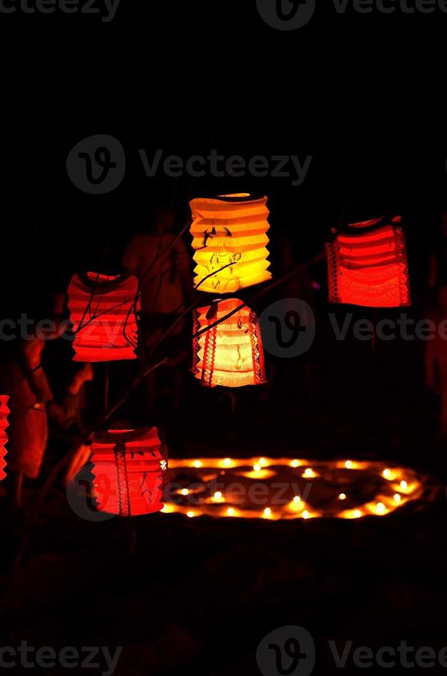 Paper Lantern for celebration on dark background photo