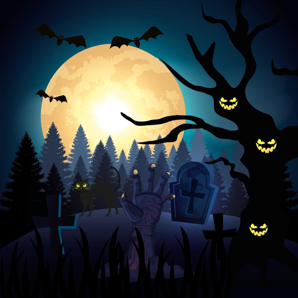 hand of zombie in the dark night and halloween scene 3169243 Vector Art ...