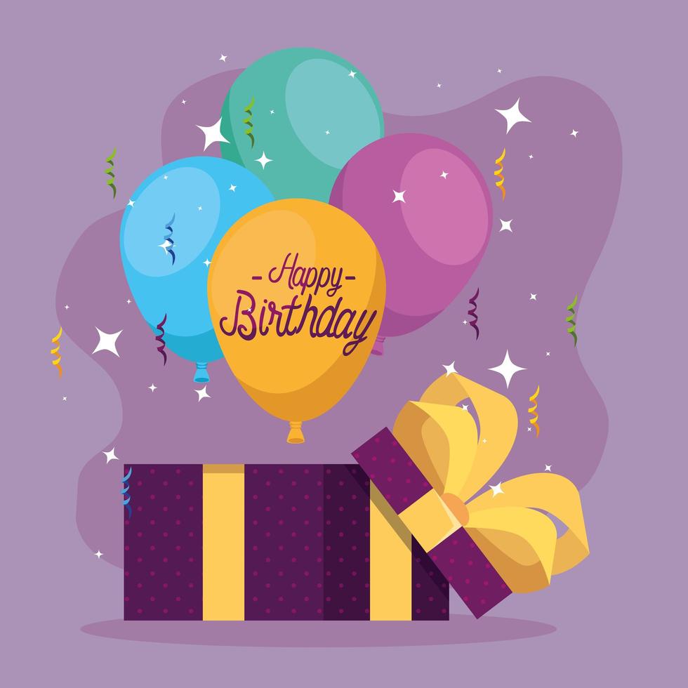 Happy Birthday gift and balloons vector design