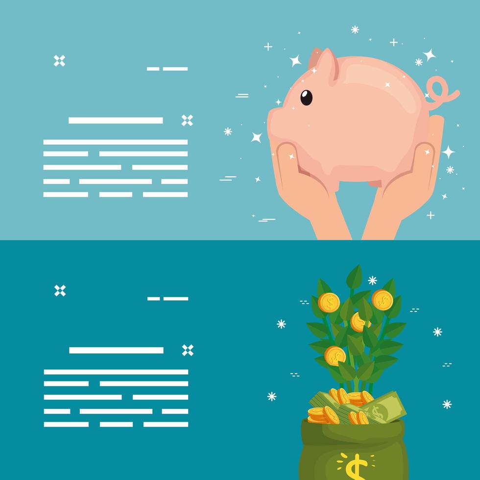 piggy bank with plant of coins vector