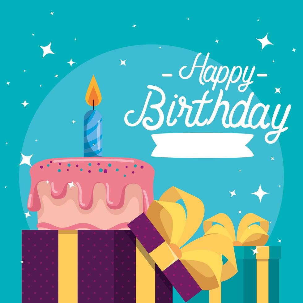 Happy Birthday cake and gifts vector design 3169379 Vector Art at Vecteezy