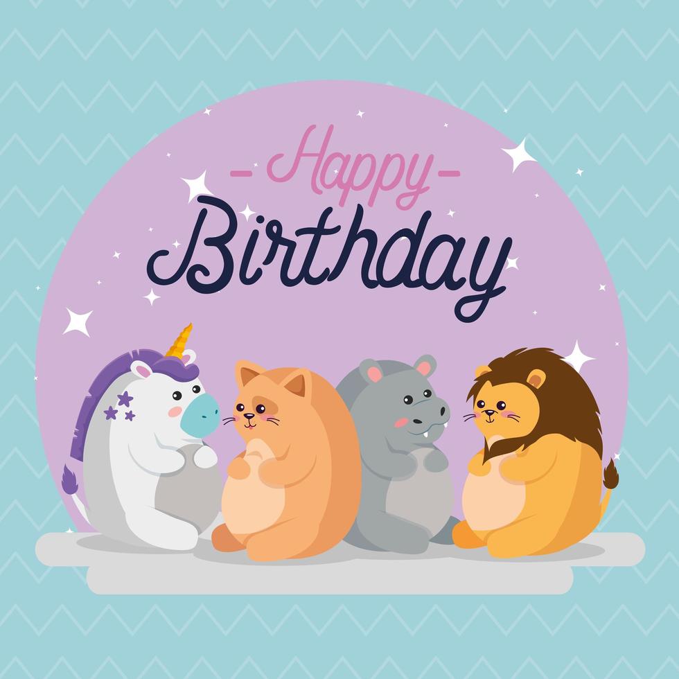 Hippo unicorn cat and lion vector design