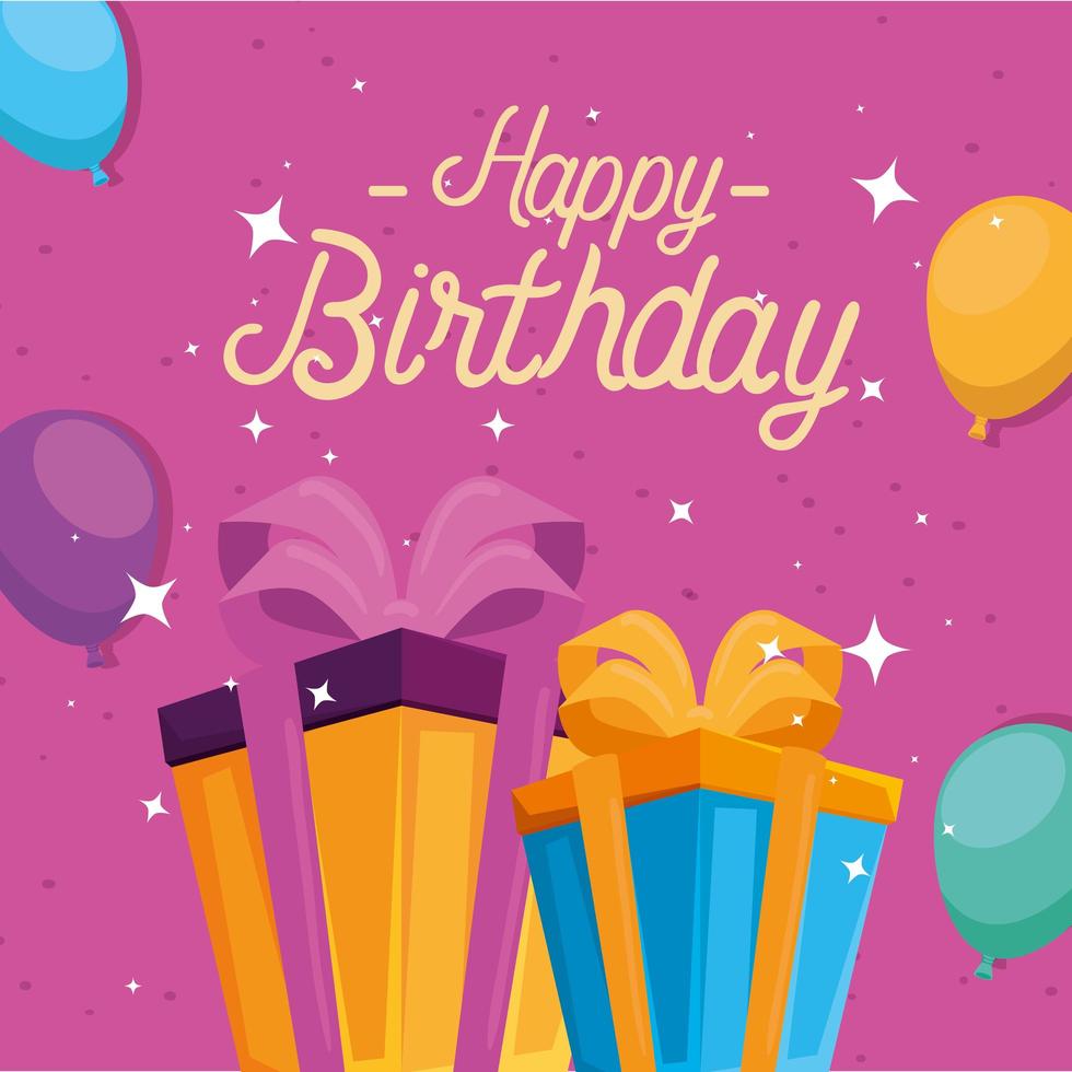 Happy Birthday gifts and balloons vector design