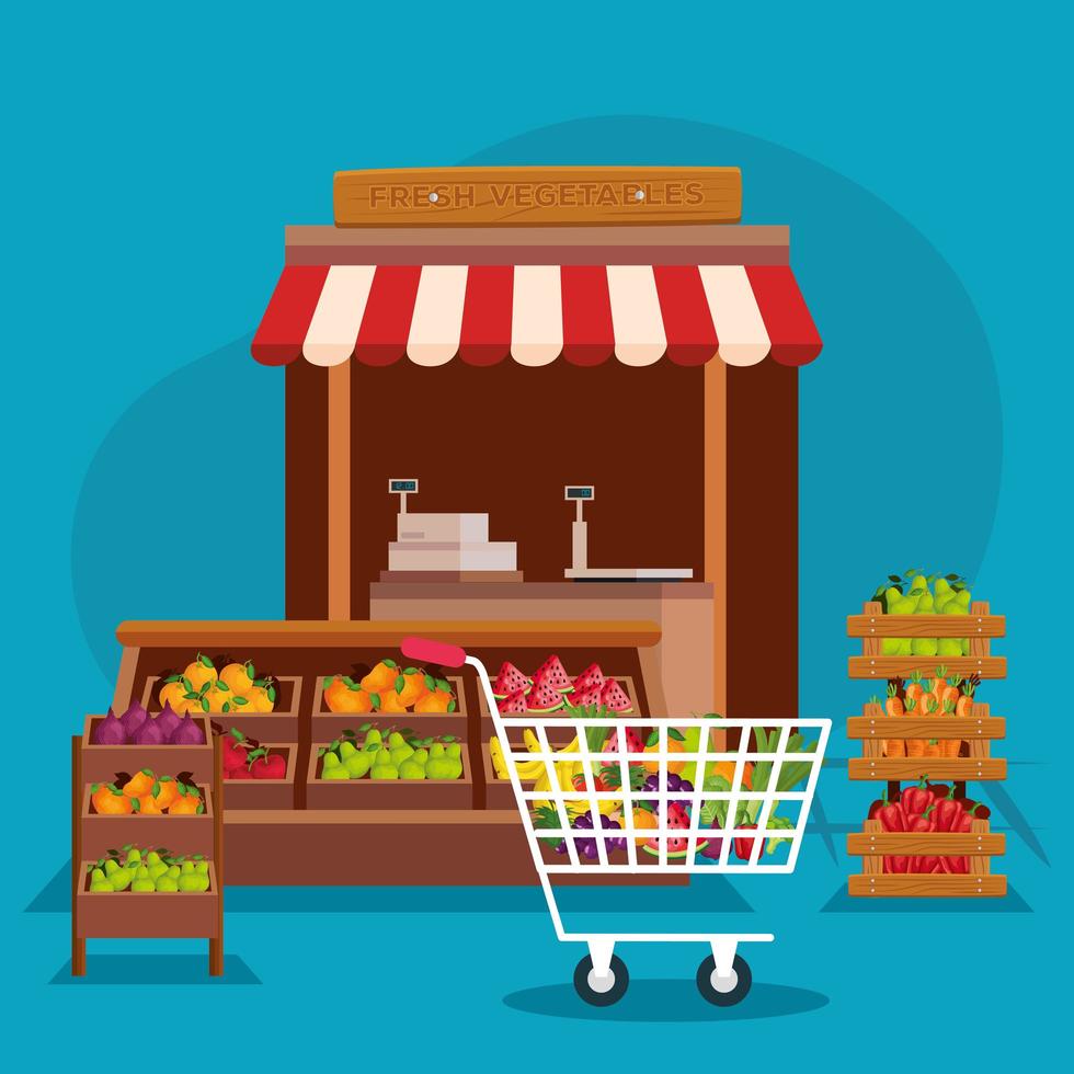 Fruits and vegetables shop vector design