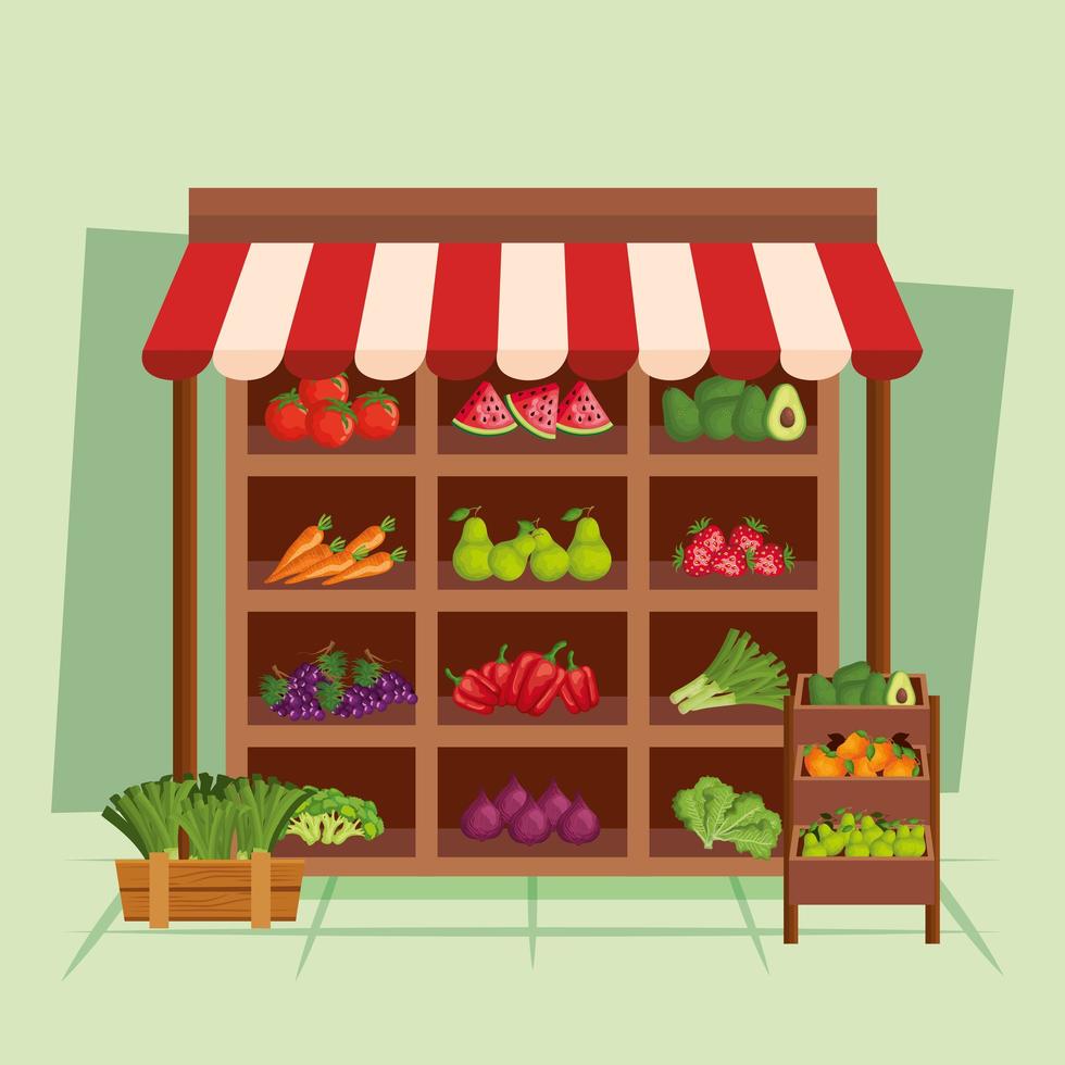 Fruits and vegetables shop vector design